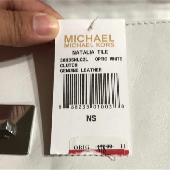 MICHAEL KORS NATALIA TILE GENUINE LEATHER CLUTCH - Picture 12 of 13